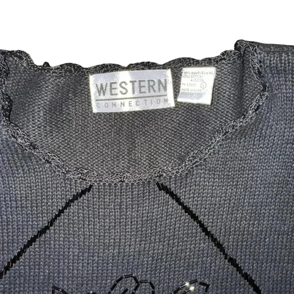 Vintage 80s bead sequin oversized pullover sweater Westwrn Connections L - Picture 7 of 9